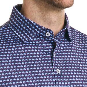 MEN'S NWOT Harlestons The Agave Polo: Beaufain Blue UPF 40+ Size Large